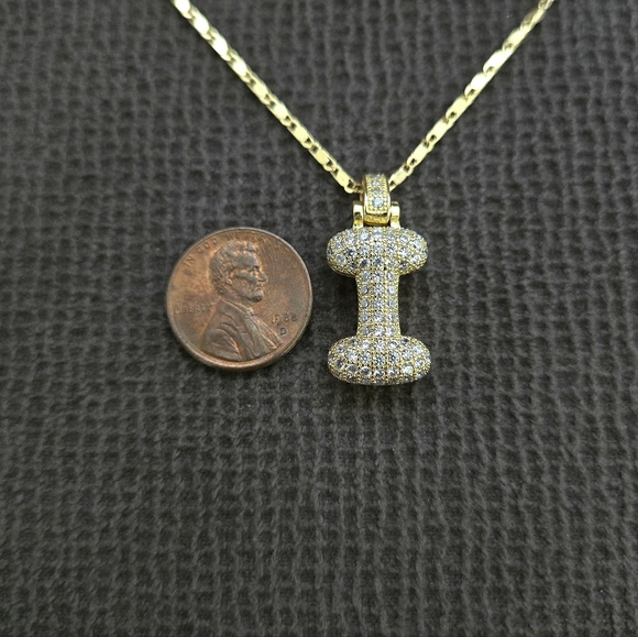Gemelli👭 Puffy Pave Cubic Zirconia💎 Letter "I" Initial Pendant Necklace - NWT - Picture 6 of 16